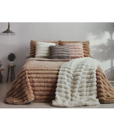 Edredón sherpa, Mod.Adina Rayas, Algodón Blanco