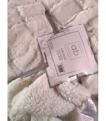 Manta plaid, Mod. Damara, Algodón Blanco